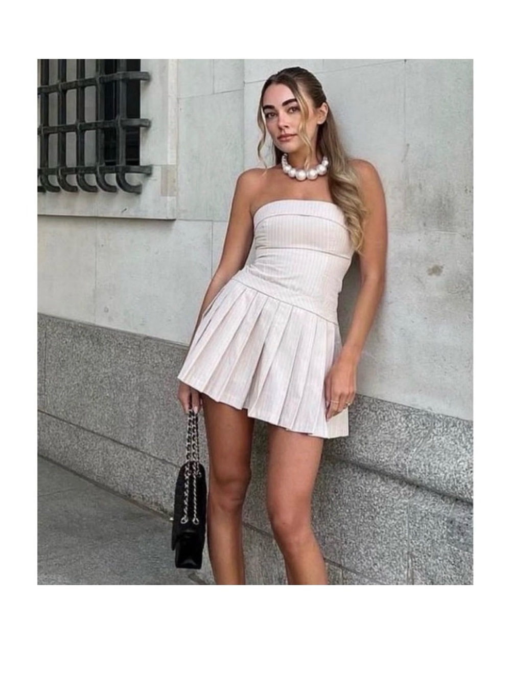 Commense Pinstripe Pleat Tube
Short Dress size M/6
